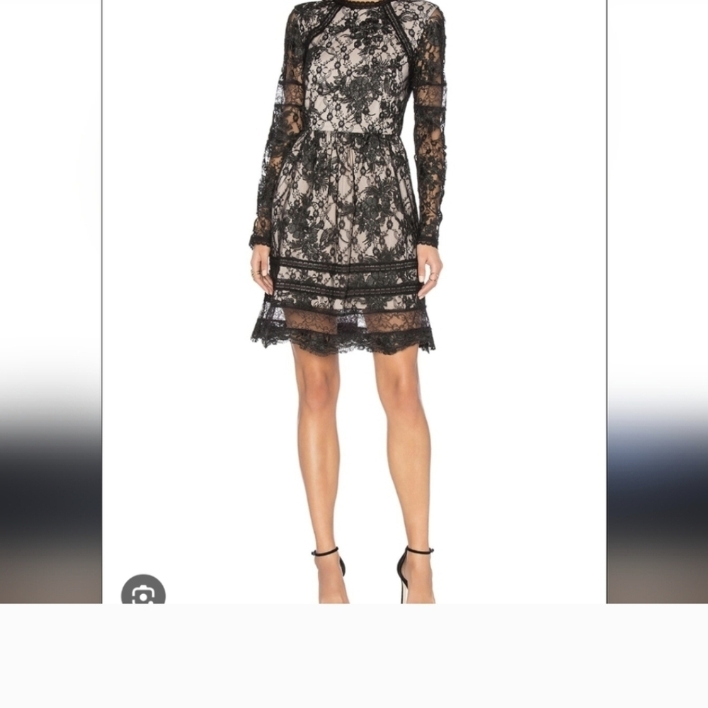 Alice + Olivia ,Black Lace Overlay Dress,Size Xs